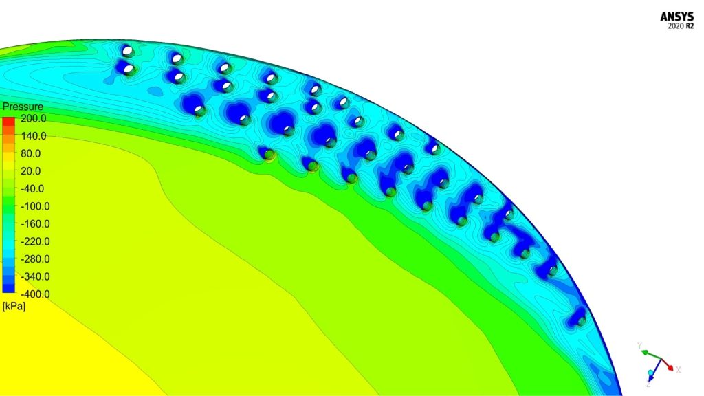 Pressure plot across a propeller blade tip fitted with PressurePores